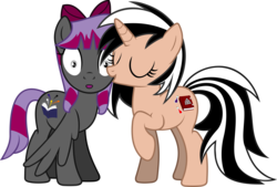 Size: 10707x7223 | Tagged: safe, artist:bluethunder66, oc, oc only, pegasus, pony, unicorn, absurd resolution, female, kissing, lesbian, simple background, transparent background, vector