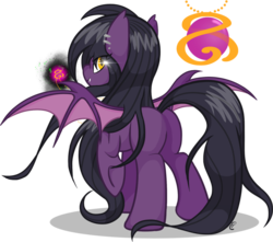 Size: 900x794 | Tagged: safe, artist:equinepalette, oc, oc only, bat pony, pony, adoptable, butt, looking at you, looking back, plot, solo