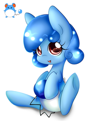 Size: 1286x1701 | Tagged: safe, artist:mrsremi, marill, pony, ponified, solo