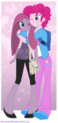 Size: 883x1858 | Tagged: dead source, safe, artist:jaquelindreamz, pinkie pie, equestria girls, g4, bubble berry, equestria guys, female, hug, male, pinkamena diane pie, rule 63, self paradox, self ponidox, selfcest, ship:bubblepie, shipping, straight