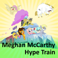 Size: 250x250 | Tagged: safe, bulk biceps, cheese sandwich, coco pommel, daring do, derpy hooves, flash sentry, fluttershy, ms. harshwhinny, bat pony, pony, derpibooru, bats!, g4, pinkie pride, rarity takes manehattan, three's a crowd, crystal express, flutterbat, flying, meghan mccarthy, meghan mccarthy hype train, meta, parody, race swap, spoilered image joke, train