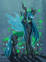 Size: 445x600 | Tagged: dead source, safe, artist:angiechan13, queen chrysalis, changeling, changeling queen, g4, female