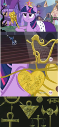 Size: 441x948 | Tagged: safe, louise the singing harp, twilight sparkle, alicorn, pony, g4, princess twilight sparkle (episode), three's a crowd, discord's pendant, female, mare, millenium items, twilight scepter, twilight sparkle (alicorn), yu-gi-oh!