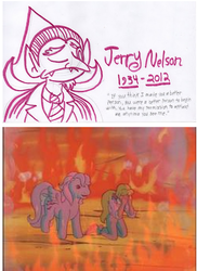 Size: 509x700 | Tagged: dead source, source needed, safe, megan williams, human, g1, barely pony related, count von count, crying, jerry nelson, obligatory ponies, sad, sesame street, slowpoke