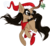 Size: 530x488 | Tagged: dead source, safe, artist:toasterific, oc, oc only, oc:caye, curved horn, glasses, hat, horn, mistletoe, santa hat, smiling, solo