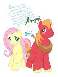 Size: 720x960 | Tagged: safe, artist:runicrhyme, big macintosh, fluttershy, earth pony, pegasus, pony, g4, blushing, looking at each other, male, ship:fluttermac, shipping, stallion, straight