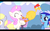 Size: 1280x800 | Tagged: safe, screencap, boneless, derpy hooves, minuette, twinkleshine, pegasus, pony, unicorn, g4, pinkie pride, season 4, braces, female, filly, filly derpy, filly minuette, foal, letterboxing, mare, rubber chicken, younger