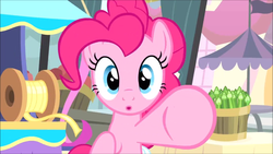 Size: 854x480 | Tagged: safe, pinkie pie, pony, g4, pinkie pride, season 4, bipedal, female, fourth wall, solo