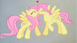 Size: 1024x575 | Tagged: safe, artist:sbkent316, fluttershy, g4, blushing, boop, butterscotch, female, heart, male, nose wrinkle, noseboop, nuzzling, rule 63, self ponidox, selfcest, ship:flutterscotch, shipping, smiling, straight
