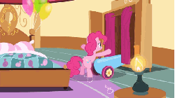 Size: 576x324 | Tagged: safe, screencap, pinkie pie, g4, pinkie pride, season 4, animated, female, partillery, party cannon, solo