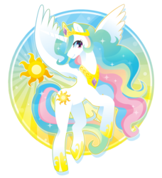 Size: 945x1038 | Tagged: safe, artist:iinano, princess celestia, alicorn, pony, g4, circle, female, full body, pixiv, pretty, solo, sun