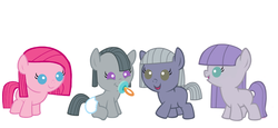 Size: 1024x469 | Tagged: artist needed, source needed, safe, limestone pie, marble pie, maud pie, pinkie pie, pony, g4, pinkie pride, baby, baby pony, cute, cuteamena, female, filly, filly limestone pie, filly marble pie, filly maud pie, filly pinkie pie, limabetes, marblebetes, maudabetes, pie sisters, pinkamena diane pie, smiling, when she smiles, younger