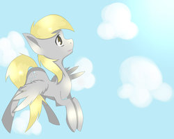 Size: 900x720 | Tagged: safe, artist:skune, derpy hooves, pegasus, pony, g4, female, flying, mare, solo