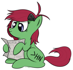 Size: 900x869 | Tagged: safe, artist:catfood-mcfly, oc, oc only, oc:newsie, /mlp/, 4chan, horse news, newspaper, solo