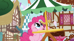 Size: 1054x592 | Tagged: safe, screencap, pinkie pie, g4, griffon the brush off, my little pony: friendship is magic, cafe, cute, diapinkes, female, milkshake, solo