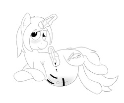 Size: 750x625 | Tagged: safe, artist:theimmortalwolf, oc, oc only, belly button, monochrome, paintbrush, pregnant, sketch, solo
