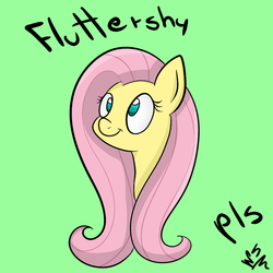Size: 1000x1000 | Tagged: safe, fluttershy, g4, ask-winged-shine, bust, cute, female, gooby pls, pls, portrait, simple background, smiling, solo