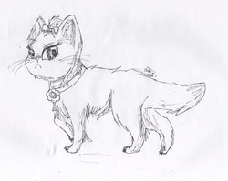 Size: 2466x1962 | Tagged: safe, artist:valebrony, opalescence, g4, female, monochrome, solo, traditional art