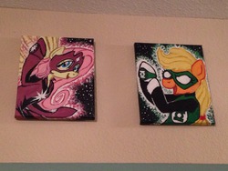 Size: 1280x960 | Tagged: safe, applejack, fluttershy, g4, green lantern, painting, star sapphire, traditional art