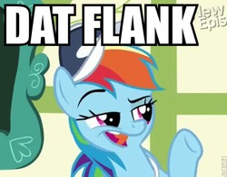 Size: 560x439 | Tagged: safe, rainbow dash, flight to the finish, g4, cap, dat ass, female, hat, image macro, meme, roflbot, solo