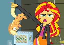 Size: 1016x720 | Tagged: safe, applejack, sunset shimmer, equestria girls, g4, exploitable meme, meme, sunset is disgusted