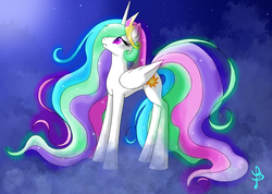 Size: 2517x1792 | Tagged: safe, artist:eveningbloom, artist:littleirishflower, princess celestia, g4, crying, female, sad, solo