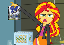 Size: 1016x720 | Tagged: safe, sunset shimmer, equestria girls, g4, crossover, exploitable meme, male, meme, playstation 3, sonic the hedgehog, sonic the hedgehog (2006), sonic the hedgehog (series), sunset is disgusted, video game