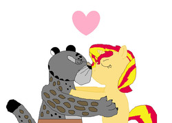 Size: 730x525 | Tagged: safe, artist:hmcvirgo92, sunset shimmer, pony, g4, crossover shipping, dreamworks, kissing, kung fu panda, ms paint, tai lung