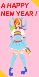 Size: 391x771 | Tagged: safe, artist:shion-fumika, rainbow dash, human, g4, eared humanization, female, humanized, light skin, solo, tailed humanization, winged humanization