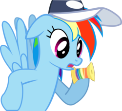 Size: 900x819 | Tagged: safe, edit, rainbow dash, g4, rarity takes manehattan, female, hat, rainbow thread, simple background, solo, transparent background, vector