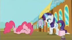 Size: 1011x566 | Tagged: safe, screencap, pinkie pie, rarity, g4, rarity takes manehattan, season 4, card, train