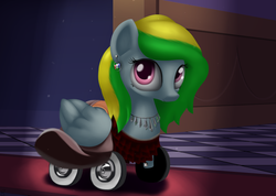 Size: 1385x985 | Tagged: safe, artist:midwestbrony, oc, oc only, oc:wheely bopper, original species, wheelpone, buick, classy, clothes, dress, gala dress, solo