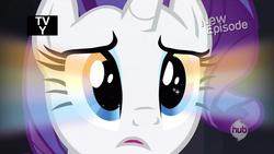 Size: 1920x1080 | Tagged: safe, screencap, rarity, pony, g4, rarity takes manehattan, female, glowing eyes, hub logo, mare, solo