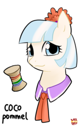 Size: 543x840 | Tagged: safe, artist:norang94, coco pommel, earth pony, pony, g4, rarity takes manehattan, bust, female, mare, rainbow thread, simple background, solo, transparent background