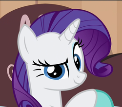 Size: 1228x1080 | Tagged: safe, edit, screencap, rarity, g4, rarity takes manehattan, dreamworks face, female, looking at you, raised eyebrow, solo