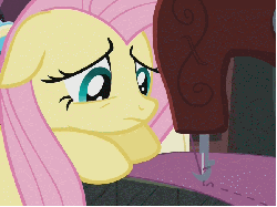 Size: 651x487 | Tagged: safe, screencap, fluttershy, rarity, pony, g4, rarity takes manehattan, animated, fabric, female, glasses, magic aura, sewing, sewing machine