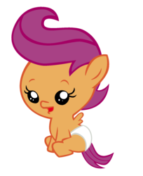 Size: 1229x1507 | Tagged: safe, artist:bronyboy, scootaloo, pony, g4, baby, baby pony, baby scootaloo, diaper, female, foal, simple background, solo, transparent background, vector