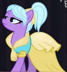 Size: 435x465 | Tagged: safe, screencap, satin palette, earth pony, pony, g4, rarity takes manehattan, background pony, clothes, cropped, dress, female, mare, solo