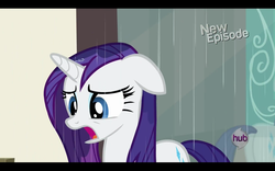 Size: 1680x1050 | Tagged: safe, screencap, rarity, g4, rarity takes manehattan, female, hub logo, solo, wet, wet mane, wet mane rarity