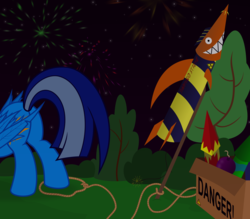 Size: 8000x7000 | Tagged: safe, artist:csillaghullo, pegasus, pony, g4, absurd resolution, fail, fireworks, new year, rocket, this will end in tears and/or death
