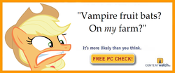 Size: 680x283 | Tagged: safe, applejack, fruit bat, vampire fruit bat, bats!, g4, female, meme, parody, solo, text, x in my y