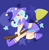 Size: 1280x1298 | Tagged: safe, artist:emmafairie, trixie, human, g4, broom, female, flying, flying broomstick, humanized, light skin, open mouth, smiling, solo, stars