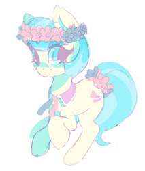 Size: 632x743 | Tagged: safe, artist:mewball, coco pommel, earth pony, pony, g4, rarity takes manehattan, female, floral head wreath, flower, solo