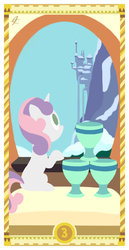 Size: 400x775 | Tagged: safe, artist:janeesper, rarity, sweetie belle, g4, female, solo, tarot card, three of cups, three of hearts