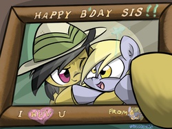 Size: 2048x1536 | Tagged: safe, artist:melodenesa, daring do, derpy hooves, pegasus, pony, g4, crying, female, headcanon, mare, sad, sisters