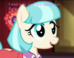 Size: 1383x1080 | Tagged: safe, edit, edited screencap, screencap, coco pommel, g4, rarity takes manehattan, female, solo, text