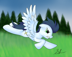 Size: 1024x809 | Tagged: safe, artist:shiverbear, soarin', g4, male, solo