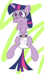 Size: 1200x2000 | Tagged: safe, artist:skitter, twilight sparkle, pony, unicorn, g4, diaper, female, non-baby in diaper, poofy diaper, solo, unicorn twilight