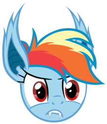 Size: 5200x6000 | Tagged: safe, artist:magister39, rainbow dash, bat pony, pony, g4, absurd resolution, bat ponified, disembodied head, fangs, female, head, race swap, rainbowbat, simple background, solo, transparent background, vector