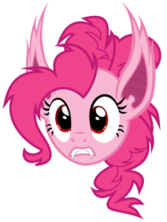 Size: 4500x6000 | Tagged: safe, artist:magister39, pinkie pie, bat pony, pony, g4, absurd resolution, bat ponified, disembodied head, fangs, female, head, pinkiebat, race swap, simple background, solo, transparent background, vector